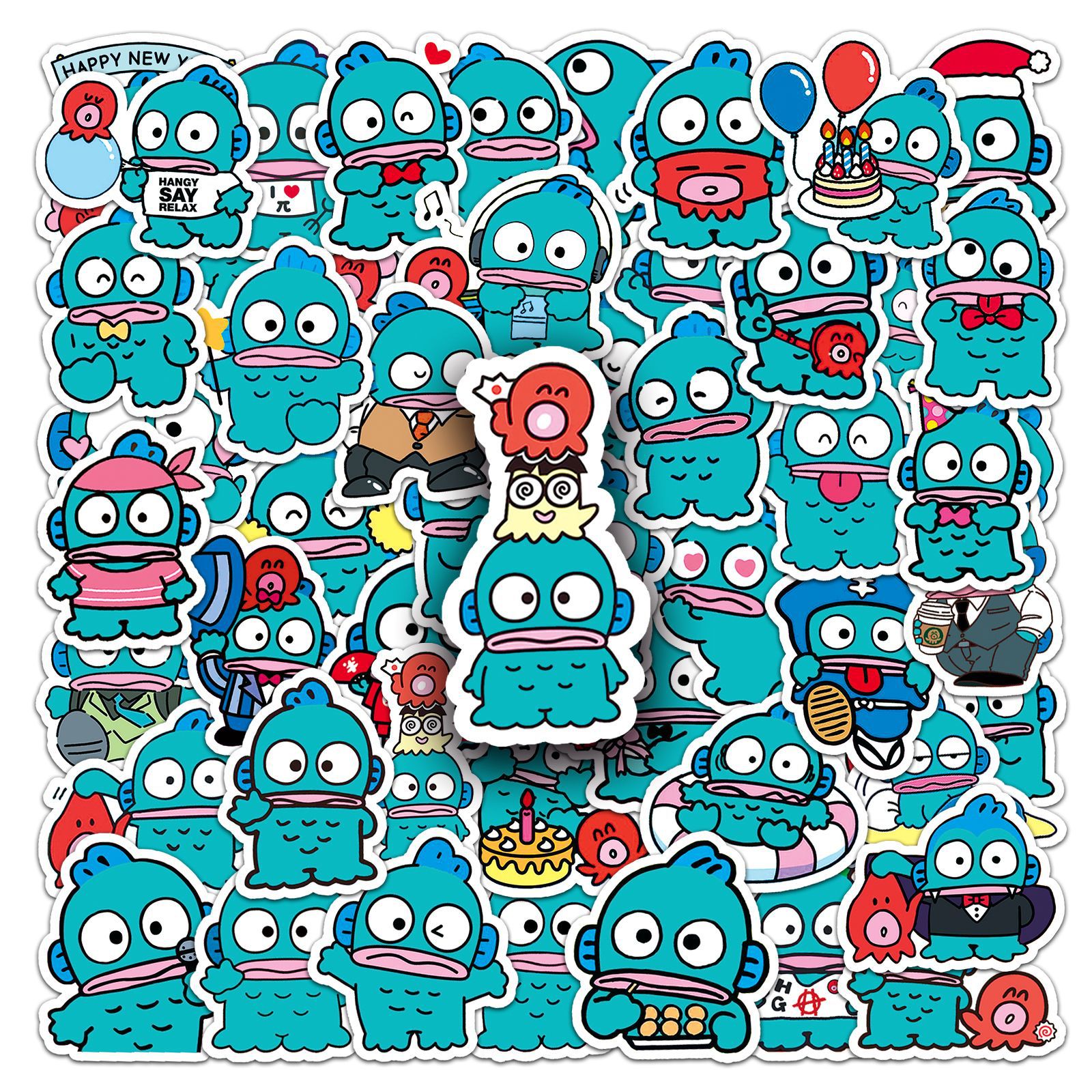 Laptop Accessories Toys - 50pcs Cute Hangyodon Cartoon Graffiti Stickers