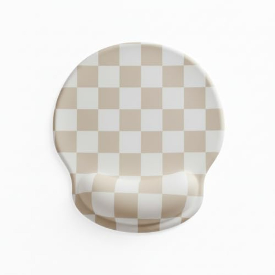 White Checkered Mouse Pad with - Laptop Accessories For Wrist Support บทวิจารณ์และราคา