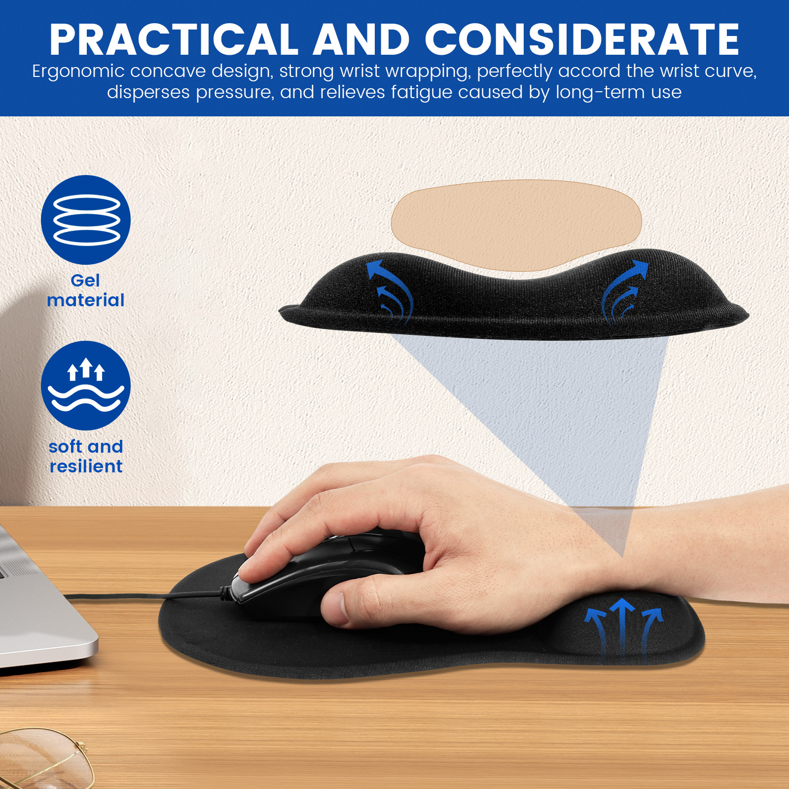 1/4 Pcs Ergonomic Mouse Pad No - Laptop Accessories For Wrist Support บทวิจารณ์และราคา
